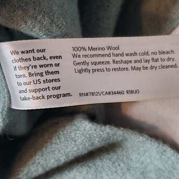 Eileen Fisher Women's Size L/XL Merlino Wool 3/4 Length Sleeve Sweater Green - Picture 7 of 9